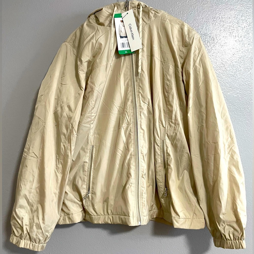 🆕WT CALVIN KLEIN  Fleece lined Windbreaker JACKET XL COLOR IVORY/CREAM
